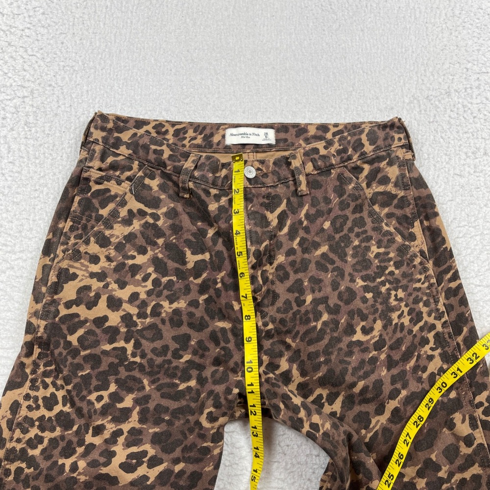 Abercrombie & Fitch Leopard Print Jeans Womens 28 Brown Mid Rise Straight Leg - Picture 4 of 10